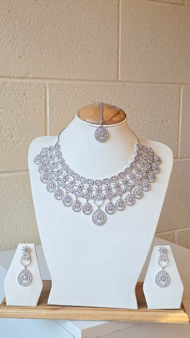 American Diamond Necklace with Earrings Aaina