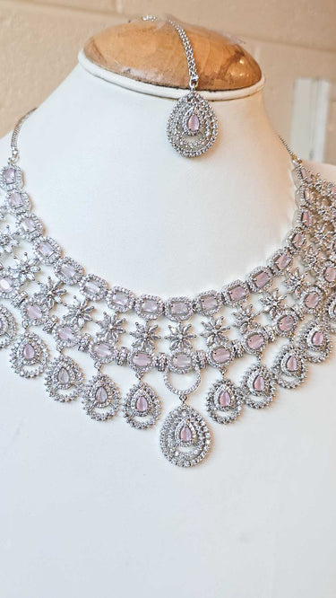 American Diamond Necklace with Earrings Aaina