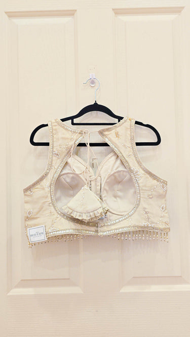 Gold Hand Embroidered Sleeveless Cosmos Blouse