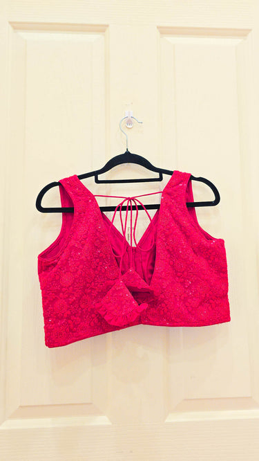 Red Sleeveless Chikankari Boutique Blouse