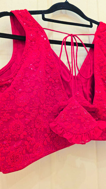 Red Sleeveless Chikankari Boutique Blouse