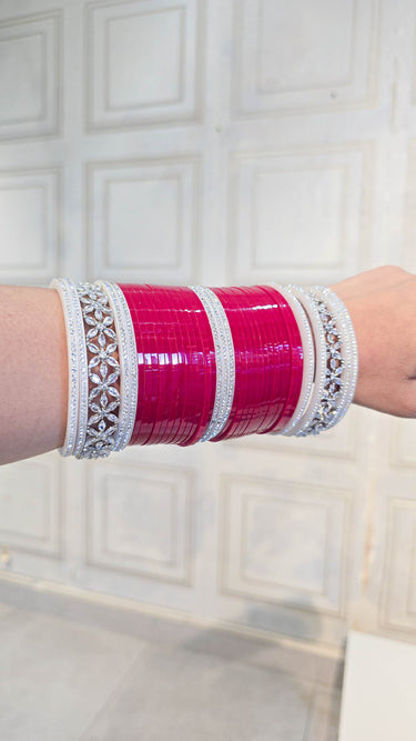 Red Bridal Bangles with Swarovski Stone Kada