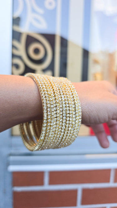 Gold Swarovski Stone Metal Bangles