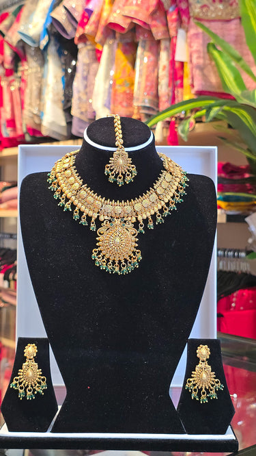 Brass Temple Jewellery Set Mahalaxmi