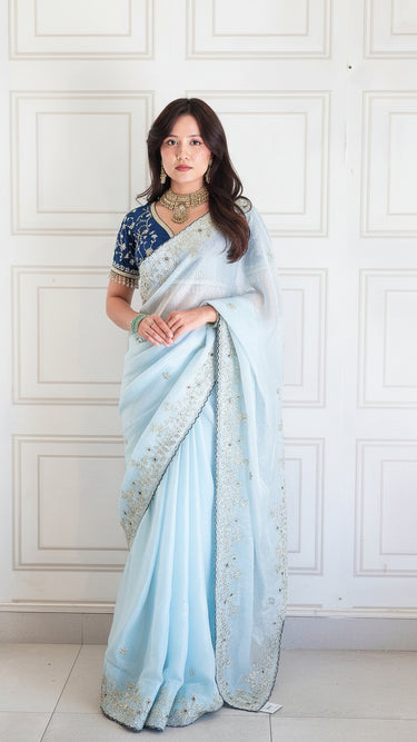 Fendi Silk Saree with Contrast Blouse Riba