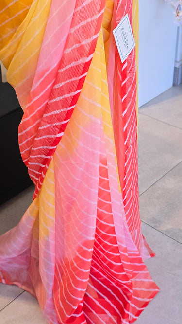 Chiffon Saree Raya with Dual Shade