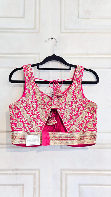 Golden Zariwork Sleeveless Floral Blouse