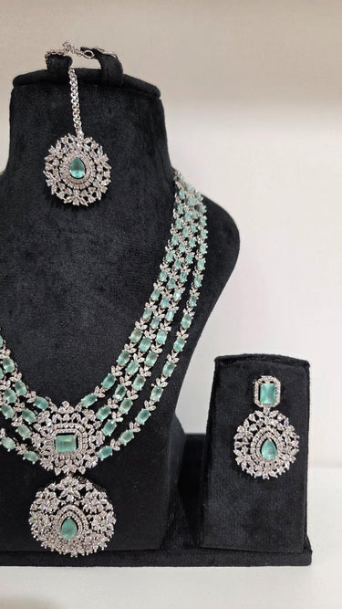 American Diamond Necklace with Earrings Royal
