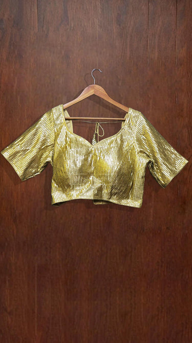 Half Sleeve Golden Linning Boutique Blouse - House of Nepal