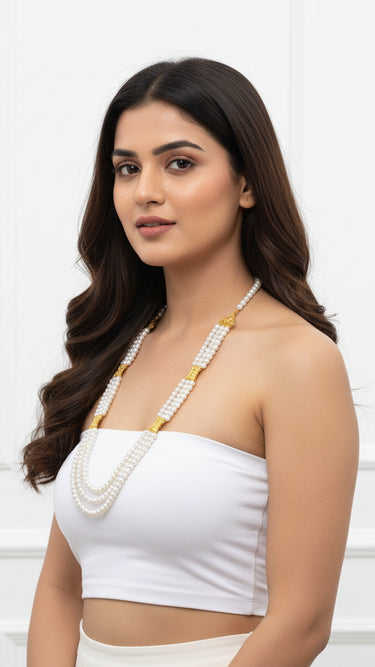 WHITE PEARL GOLD PLATED NECKLACE - House of Nepal