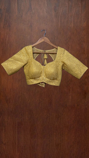Half Sleeve Golden Embroidered Boutique Blouse - House of Nepal