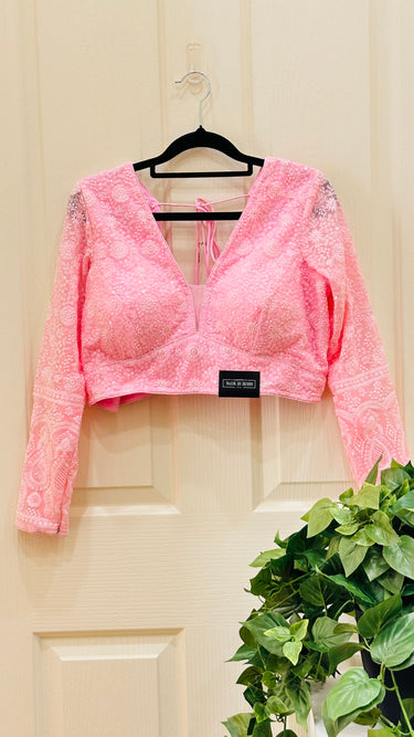 Full Sleeve Pink ChickenKari Boutique Blouse Mystic - House of Nepal