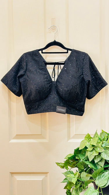 Half Sleeve Black Boutique Blouse Shadow - House of Nepal