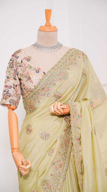 Zariglow Shiny Crepe Saree