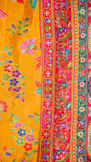 Dola Silk Position Print Multicolor Saree