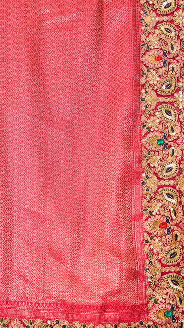 Kanjivaram Saree with Hand Embroidered Border