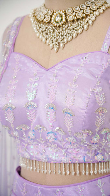 Lavender Handwork Corset Mermaid Lehenga