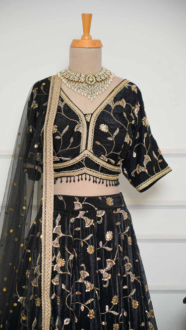 Black Fendi Handwork Lehenga
