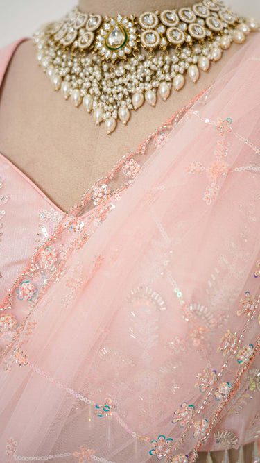 Baby Pink Handwork Corset Mermaid Lehenga