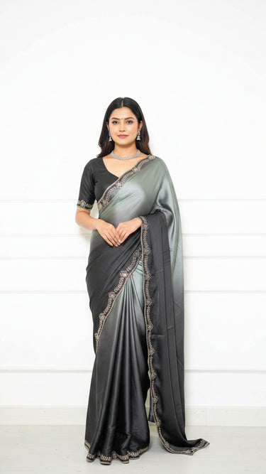 Shaded Satin Silk Stonework Saree