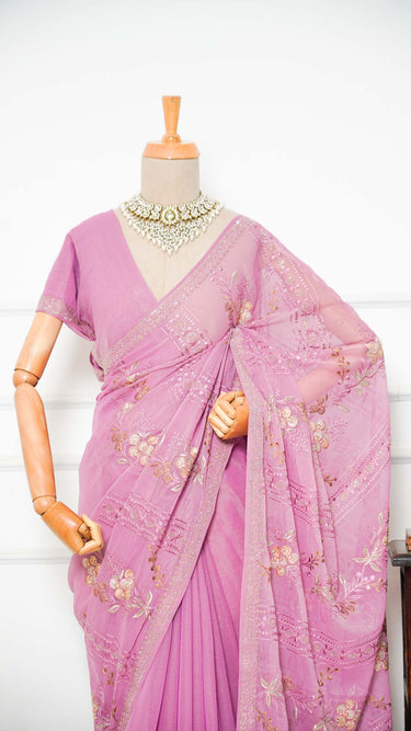 Chiffon Multi Resham Embroidery Saree