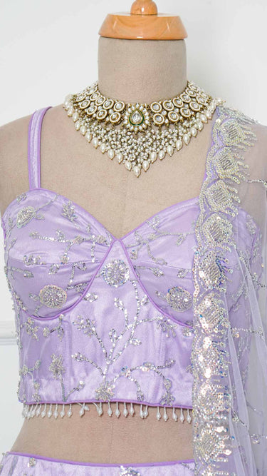 Lavender Handwork Corset Lehenga