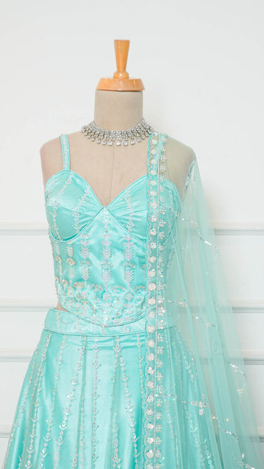 Light Blue Handwork Corset Lehenga
