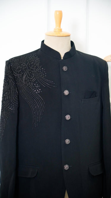 Men's Indo Western Jodhpuri Suit in Black