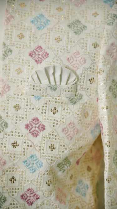 Men's Indo Western Pastel Chikankari Suit