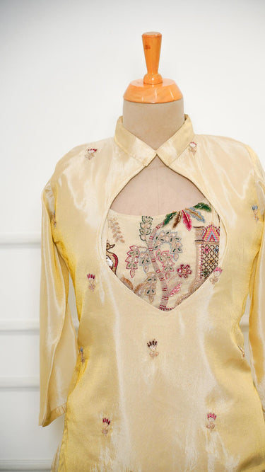 Cosmos Handembroidered Blouse with Outer Kurti and Sarara