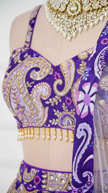Purple Paisley Crepe Lehenga