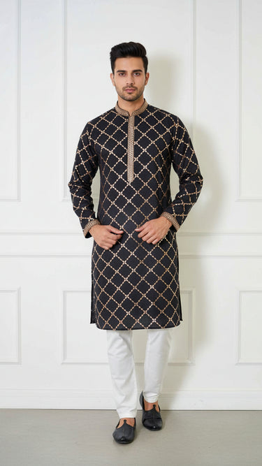 Silk Mens Kurta with Sequinwork