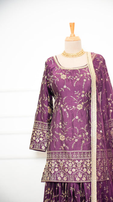 Handembroidered Silk Crush Garara Suit