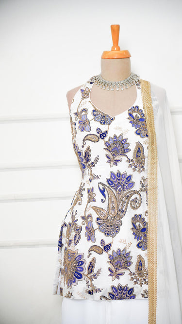 Crepe Halterneck 90s Kurti with Sarara and Shawl