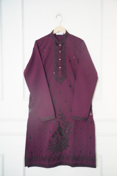 Silk Cotton Hand Embroidered Mens Kurta