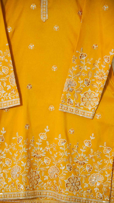 Mens Kurta with Butti and Embroidered Neckline