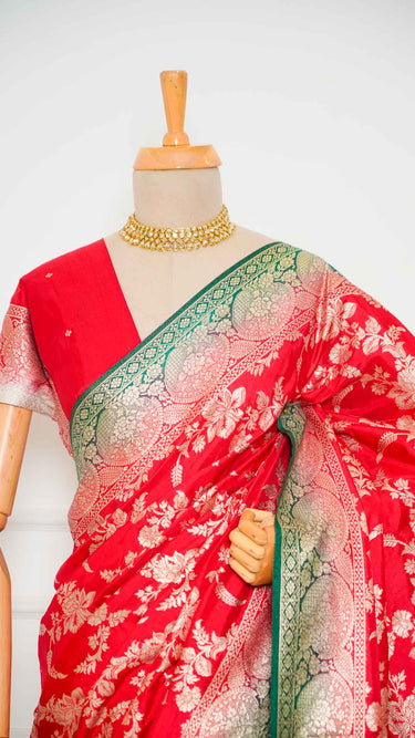 Dual Shade Banarasi Butti Saree with Blouse