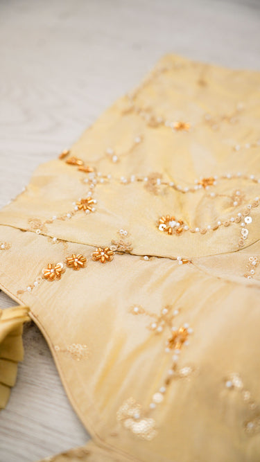 Gold Hand Embroidered Half Sleeves Cosmos Blouse