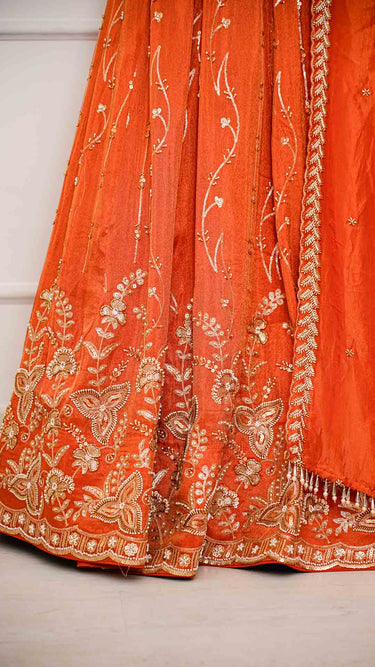 Rust Hand Embroidered Elegance Lehenga Set