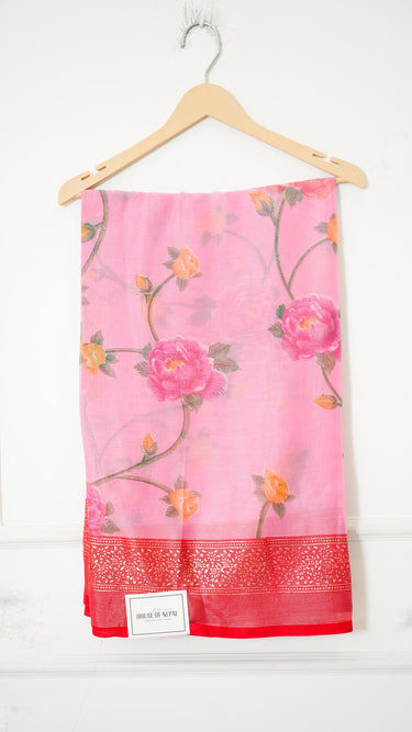 Brasso Floral Saree with Gold Border