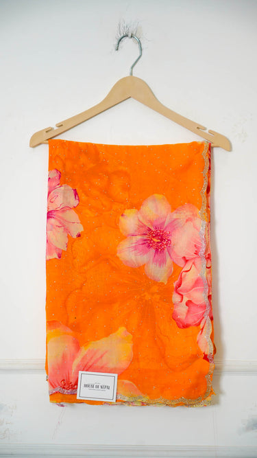 Floral Saree with Swarovski in Georgette