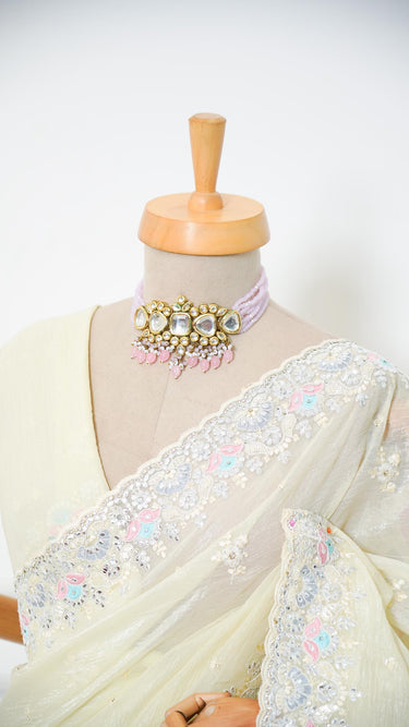 Shine Chiffon Saree with Multithread Border
