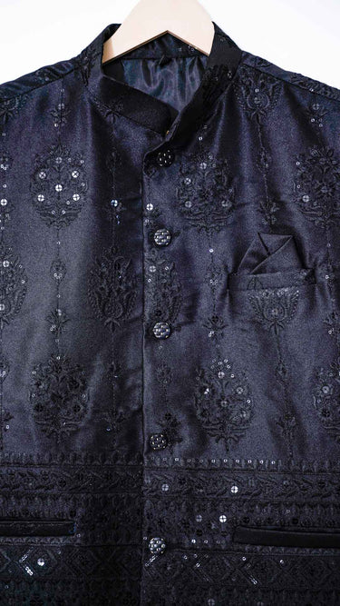 Sequin Embroidered Modi Jacket in Black
