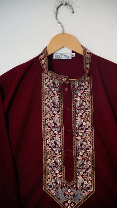 Japenese Georgette Floral Embroidered Mens Kurta