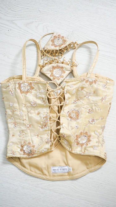 Gold Hand Embroidered Corset Blouse