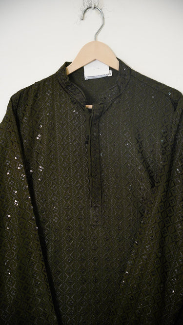 Mens Rayon Kurta with Chikankari and Sequinwork