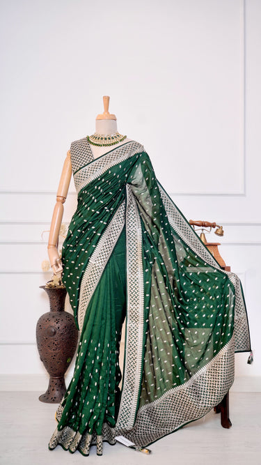 Vichitra Silk Saree with Butti Swarovski