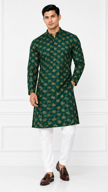 Mens Chikankari Kurta with Multithread Embroidery