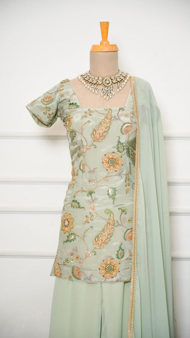 Crepe Floral 90s Kurti with Sarara and Shawl