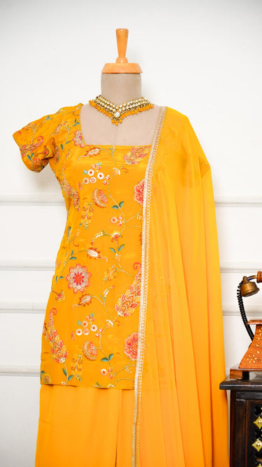 Floral Multicolor 90s Kurti Suit in Mustard Yellow